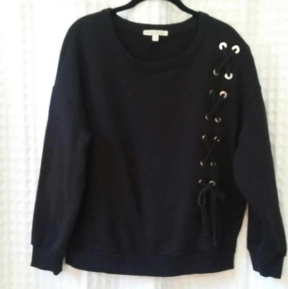 Express One Eleven Side Tie w/Grommets  Sweatshirt